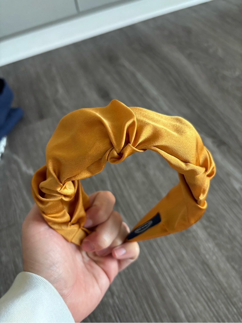 Knotted Satin Headband in Mustard Yellow